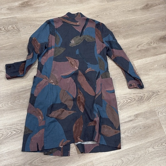 Poetry Abstract Brushstroke Button Down Linen Dress US 10 NEW - Picture 8 of 8